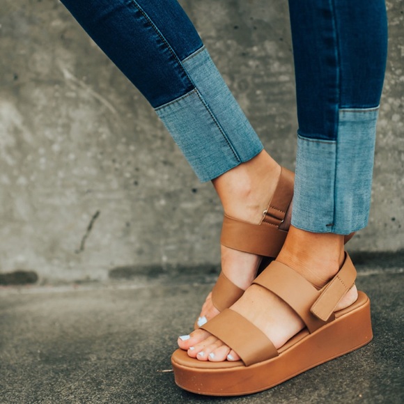 faux leather platform sandals
